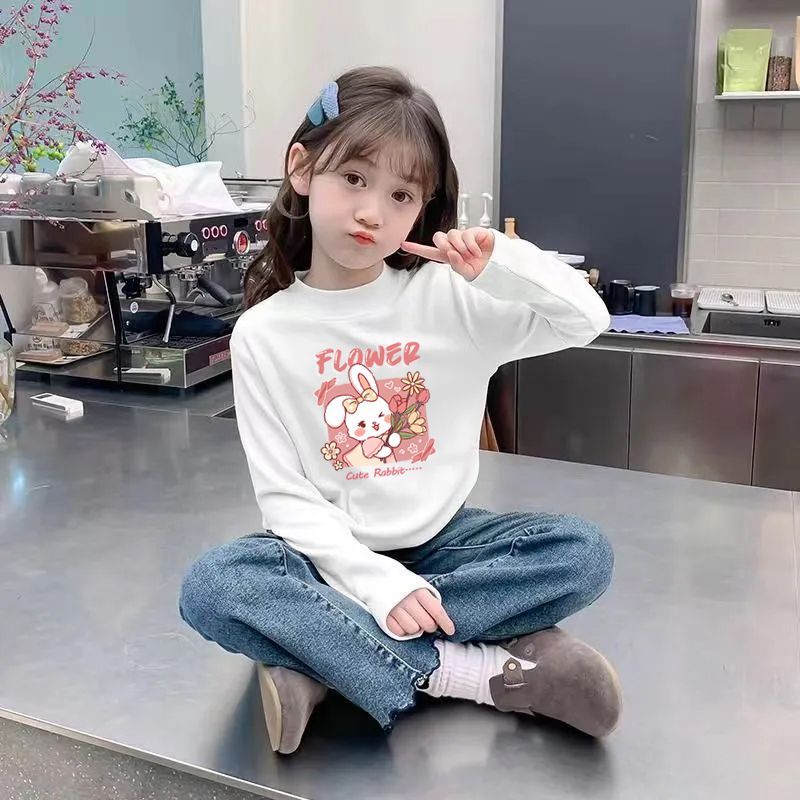 女童半高领德绒打底衫秋冬内搭春秋款儿童装德绒长袖T恤上衣