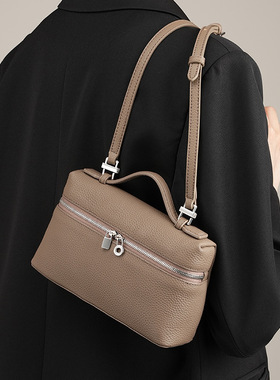 严头层牛皮lp19饭盒包真皮女包2026新款gigi同款手提盒子包斜挎