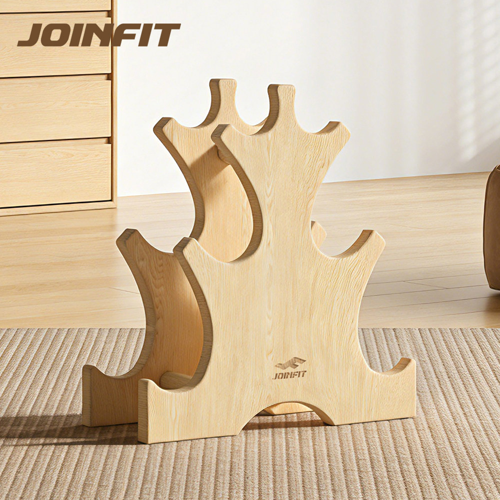 Joinfit哑铃架小型家用木质哑铃收纳架托三层桌面架托收纳神器3对