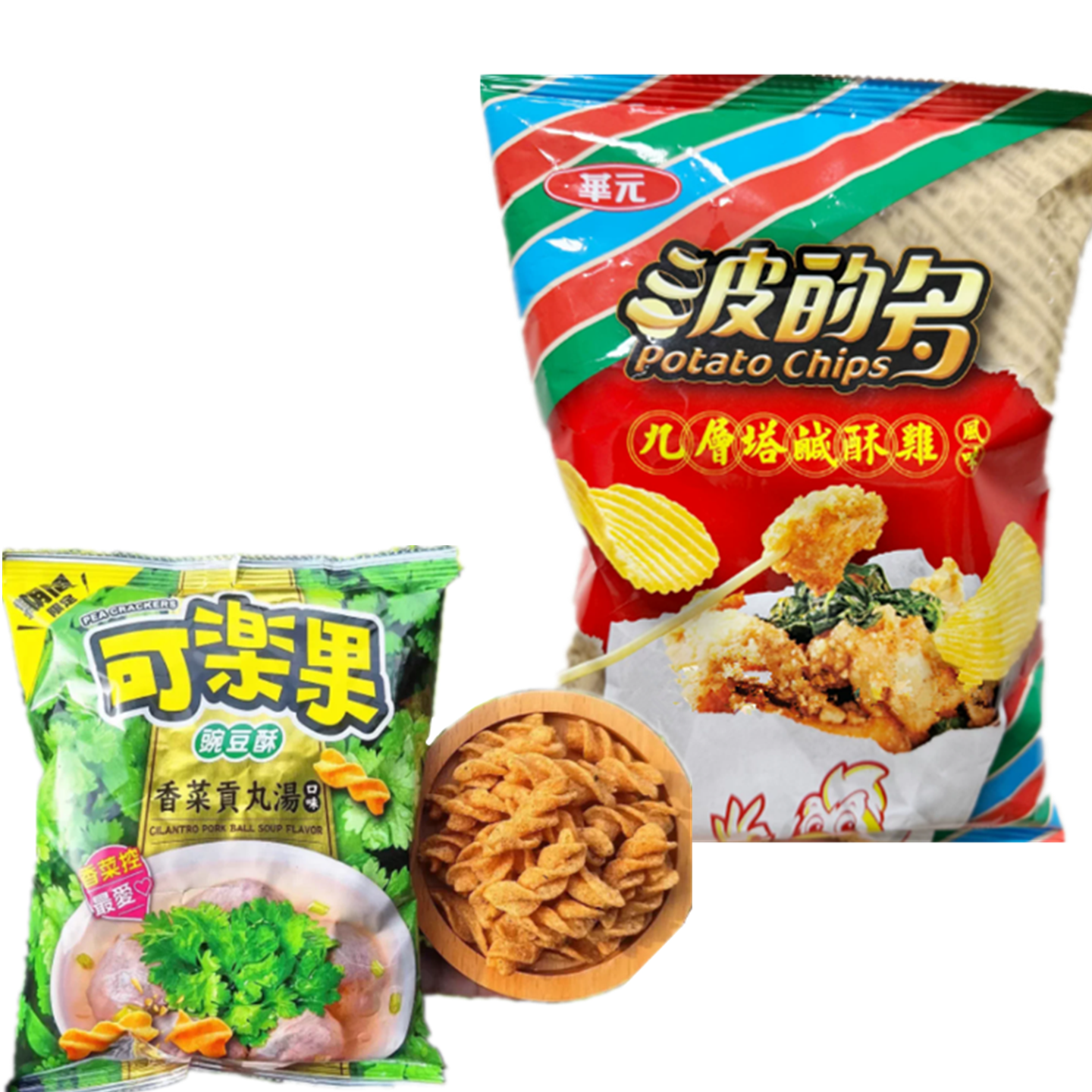 包邮 台湾可乐果香菜贡丸可乐果豌豆酥九层塔咸酥鸡薯片零食推荐