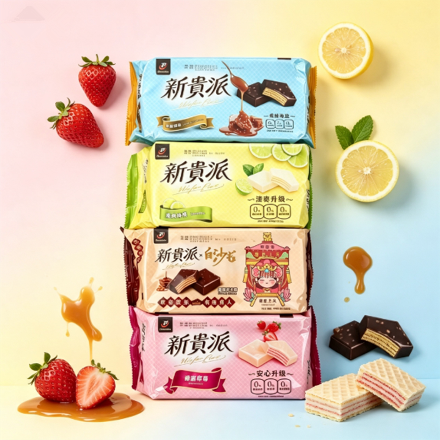 包邮77新贵派提拉米苏乳酸抹茶蓝莓花生草莓炼乳柠檬焦糖海盐