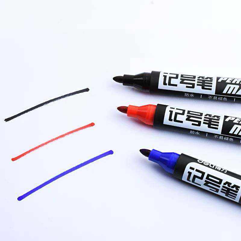 得力记号笔6881油性大头笔签字笔工地马克笔红色蓝色黑色水笔墨水