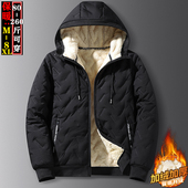 加绒加厚连帽棉衣男士 胖子保暖衣抗寒羊羔绒棉服棉袄 外套25秋冬季