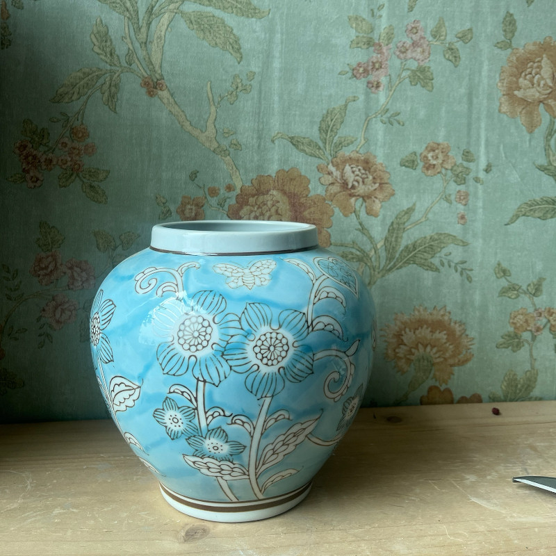 花店同款精美新中式陶瓷花瓶仿真花套装馥蓝宁香家居摆件高级软装