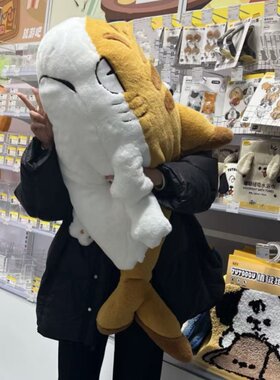 创意鲨猫毛绒抱枕陪睡夹腿大号