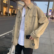 Mùa xuân và mùa thu áo sơ mi công cụ phù hợp với nam giới áo sơ mi thương hiệu lỏng áo khoác retro áo sơ mi đẹp trai giản dị áo khoác mỏng - Áo khoác đôi
