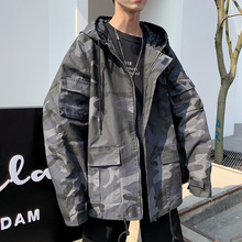 宽松工装 潮流百搭帅气连帽外套 夹克青少年韩版 新款 秋冬季 超火男士