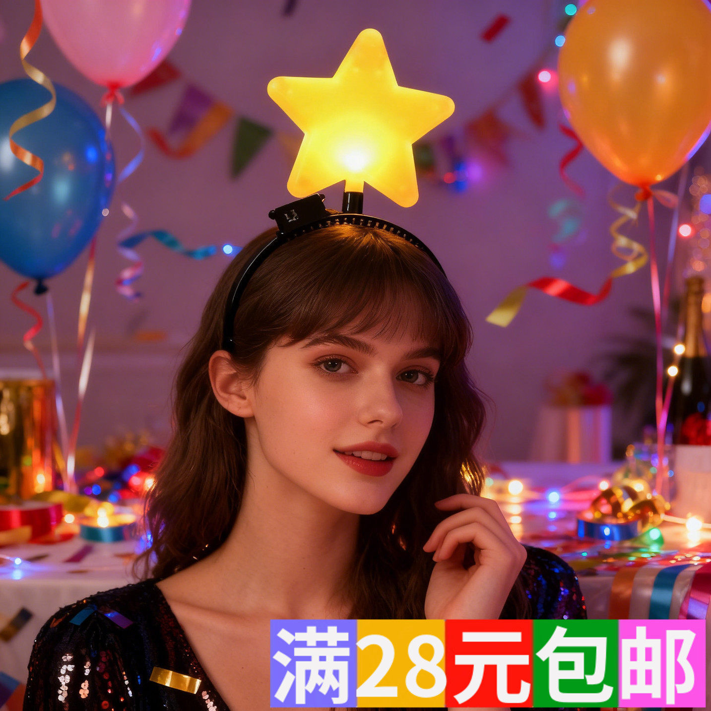 元宵节星星头箍毕业晚会发箍发光头饰五角星发箍发卡头饰表演道具,模玩/动漫/周边/娃圈三坑/桌游,聚会装饰头箍,淘宝优惠券,粉丝福利购,淘宝优惠卷