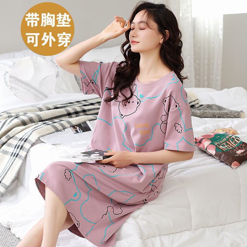 夏季卡通棉质女宽松睡裙