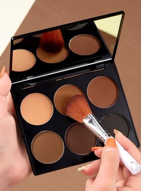 六色高光修容盘阴影粉瘦脸侧影鼻影修容粉饼学生初学者组合修容盘