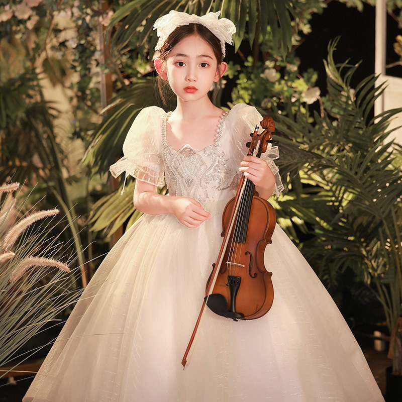女大童礼服2025新款花童婚礼蓬蓬裙生日小主持人钢琴演出服公主裙