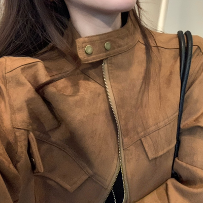 MUKO烟汀暮小个子麂皮绒外套女秋