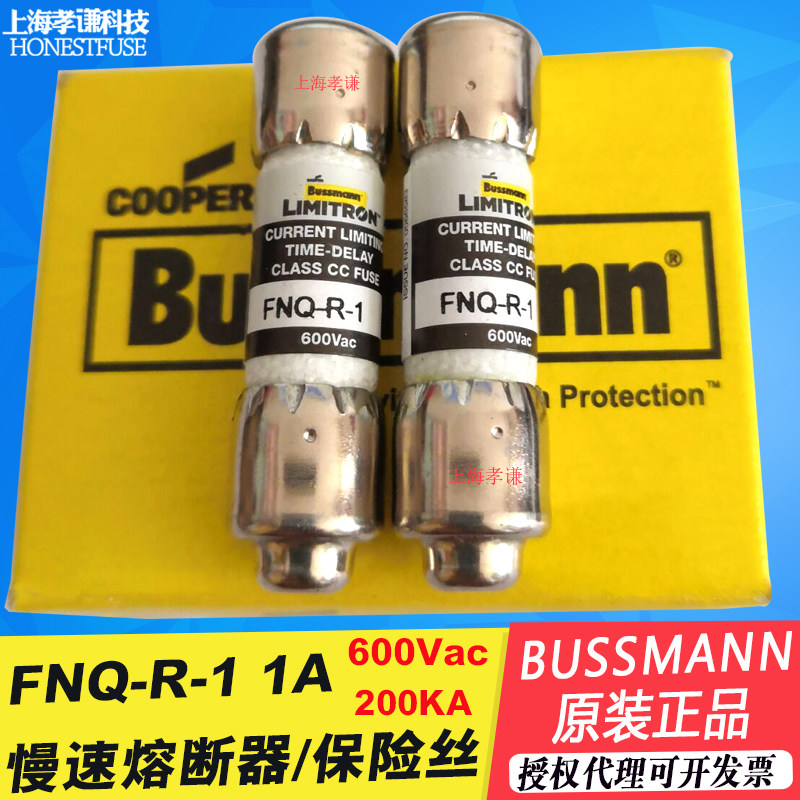 美国BUSSMANN LIMITRON熔断器FNQ-R-1 600Vac 1A 10x38mm保险丝UL - 实物图