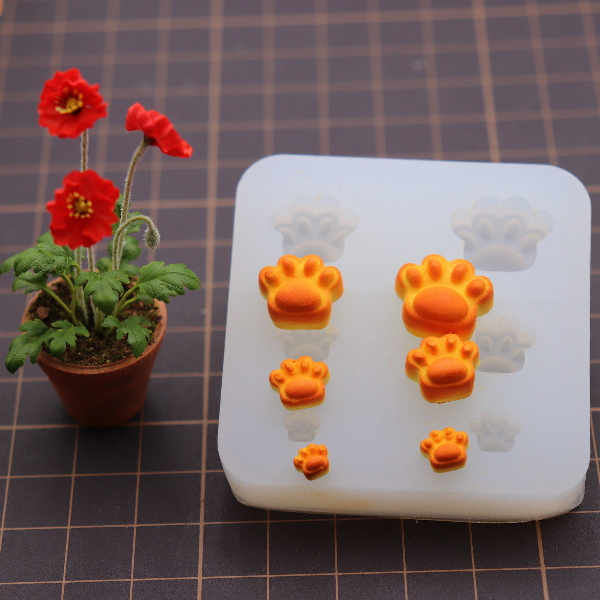 微缩食玩diy迷你中秋月饼模具猫爪爪月饼硅胶模具超轻树脂粘土模