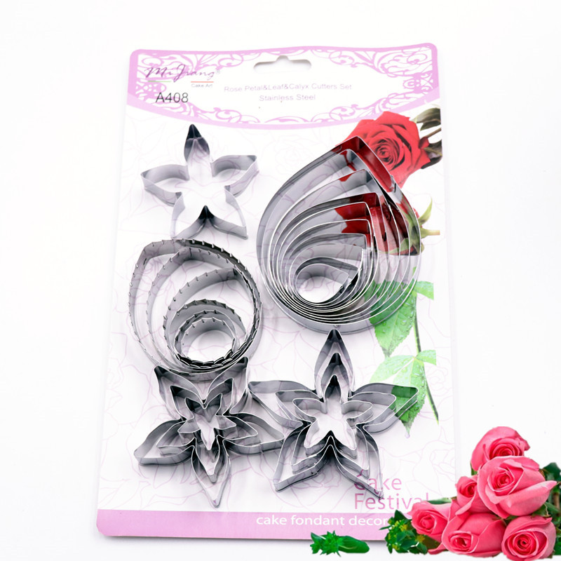 超轻粘土糖花切模 玫瑰花花瓣叶子花萼 软陶树脂粘土翻糖花卉模具