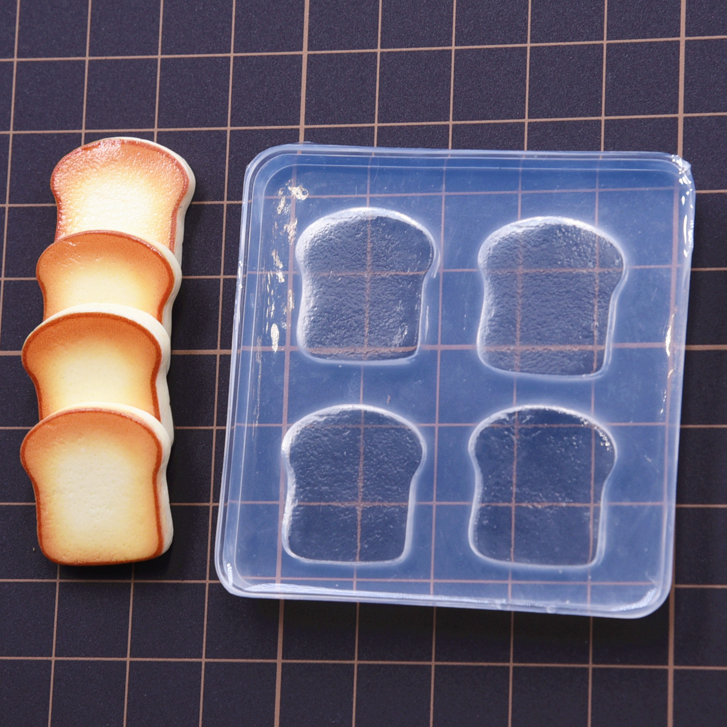 微缩食玩面包吐司面包硅胶模具 迷你diy吐司面包超轻粘土软陶模具