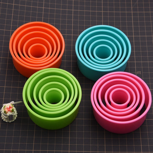 超轻粘土5pc花边圆形双面圆切模 DIY粘土圆形彩色塑料压切模具