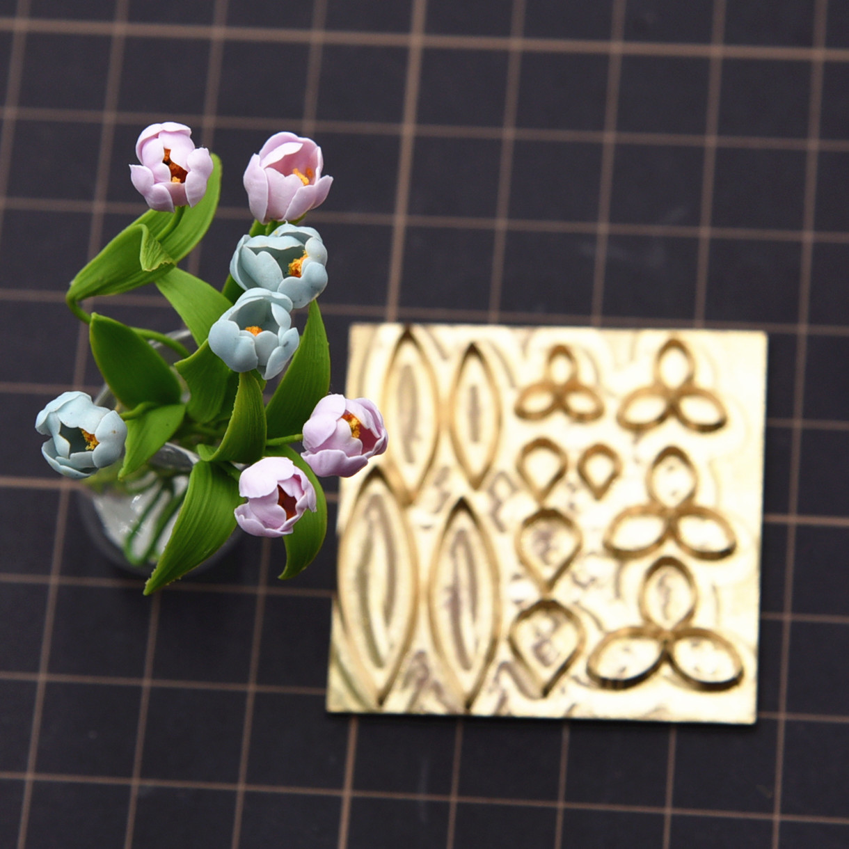 微缩超轻树脂粘土花卉铜压切模 diy精雕金属切模仿真郁金香花切模