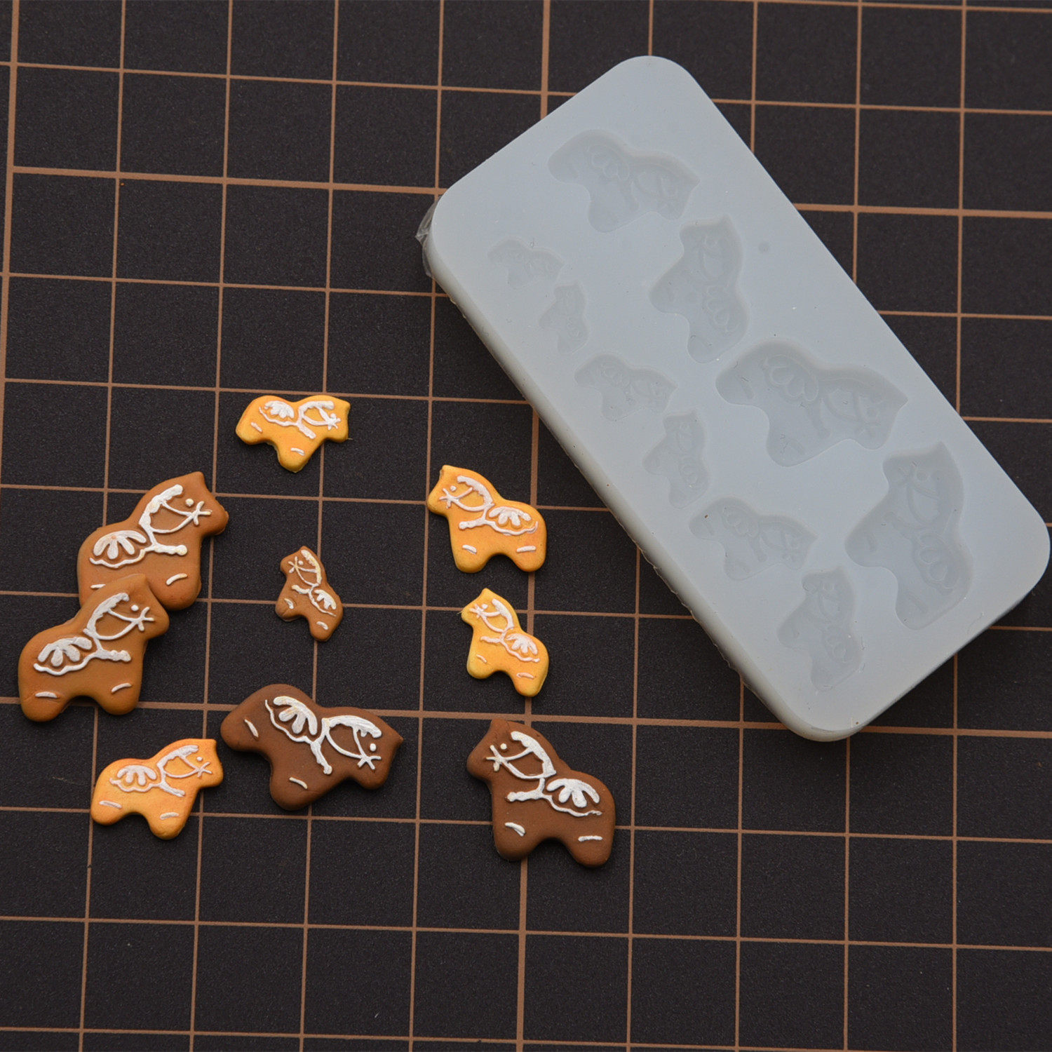 微缩食玩手工小马饼干硅胶模具 超轻粘土diy 1/12斑马饼干硅胶模