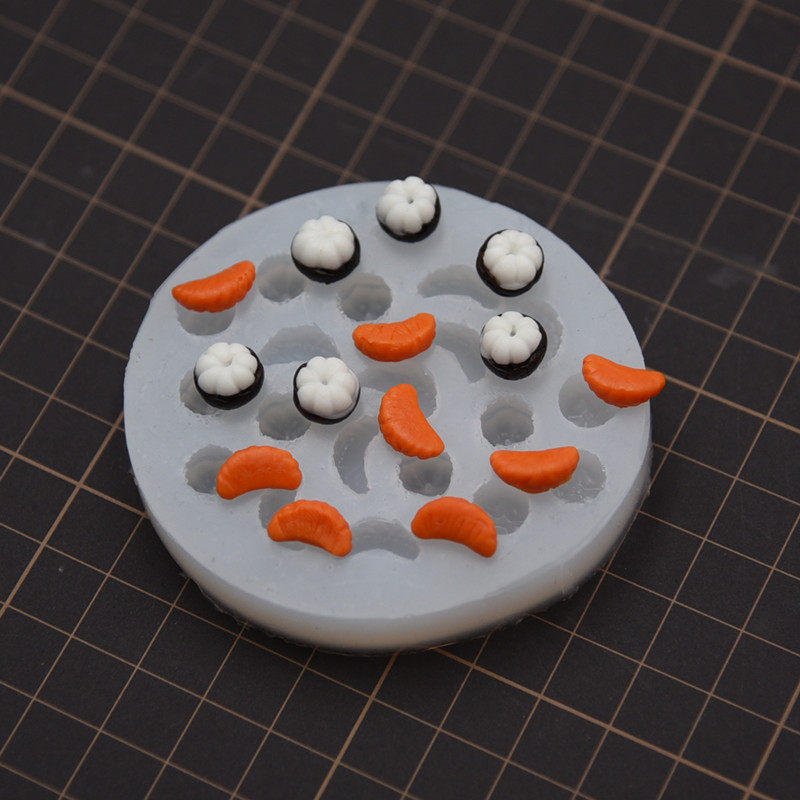 超轻粘土橘子硅胶模具 迷你食玩树脂黏土diy立体山竹橙子硅胶模具