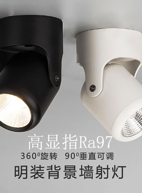 明装射灯可调角度客厅家用LED氛围灯店铺商用吸顶灯墙壁小筒灯COB