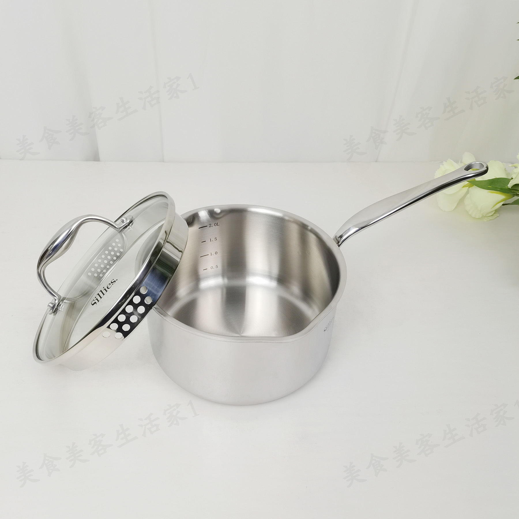 18/10不锈钢奶锅双导流单柄汤锅
