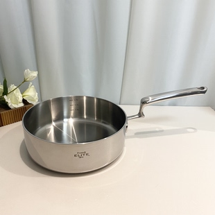 外贸出口18/10不锈钢深煎锅saucepan无涂层煎炒煮炖多用锅24/26cm