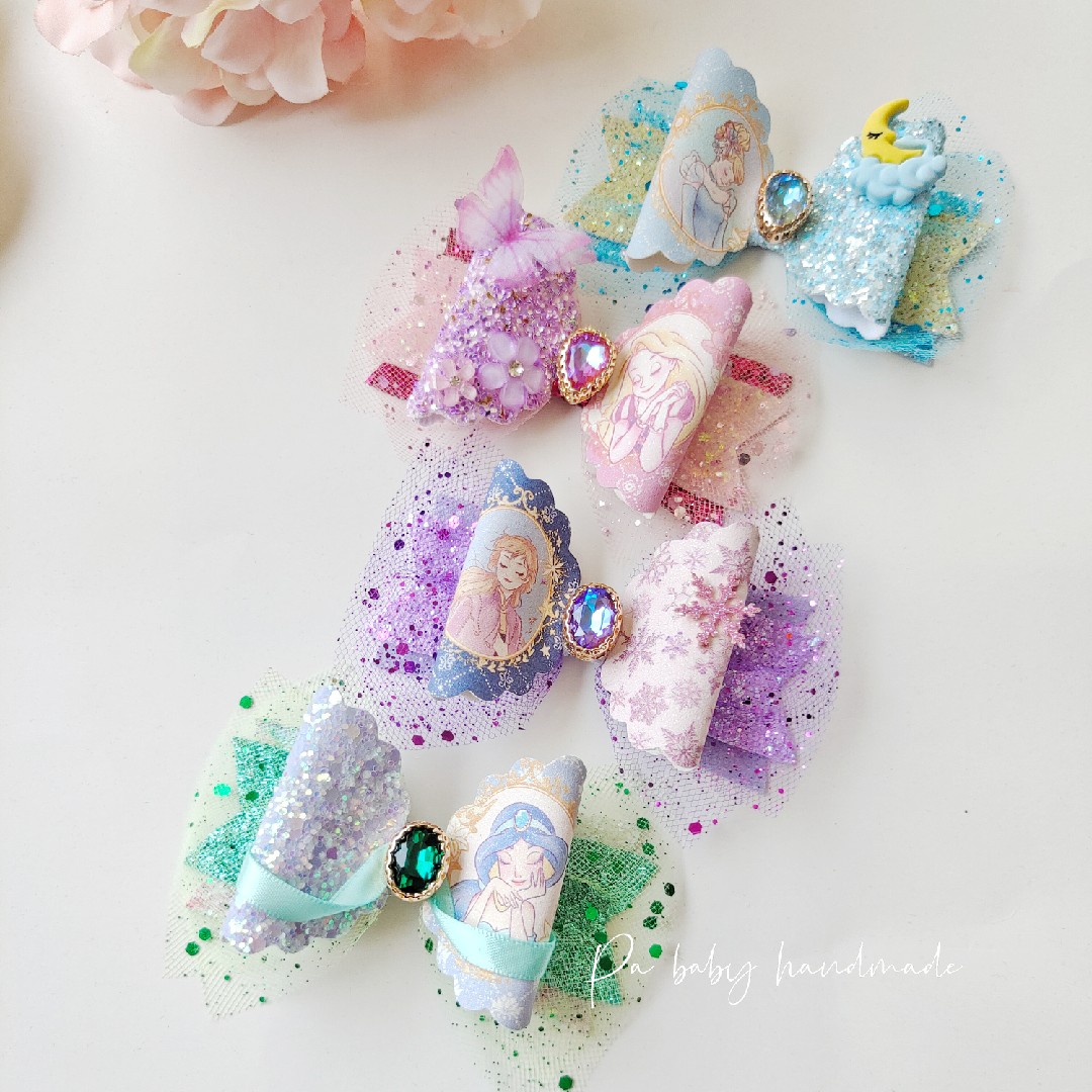 Pa baby纯手工 冰雪公主鱼长发闪布蝴蝶结女童发饰发夹边夹,童装/婴儿装/亲子装,发饰,淘宝优惠券,粉丝福利购,淘宝优惠卷