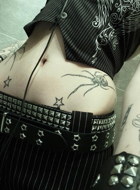 包邮欧美外贸y2k亚文化哥特朋克个性PU五角星双排孔铆钉皮带腰带