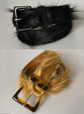 Y2kslut欧美ins个性小众时髦辣妹街头嘻哈长毛渐变毛绒绒腰带