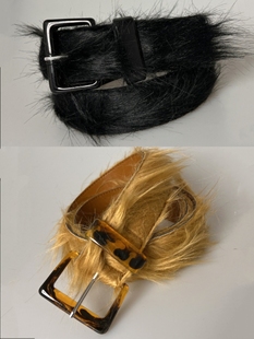 Y2kslut欧美ins个性 小众时髦辣妹街头嘻哈长毛渐变毛绒绒腰带