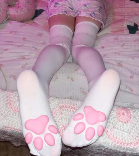 外贸3D猫爪袜可爱洛丽塔二次元cos动漫过膝袜长筒 硅胶肉垫猫爪袜