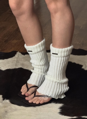 Y2kslut外贸个性小众时髦复古美式辣妹秋冬保暖针织腿套堆堆袜套