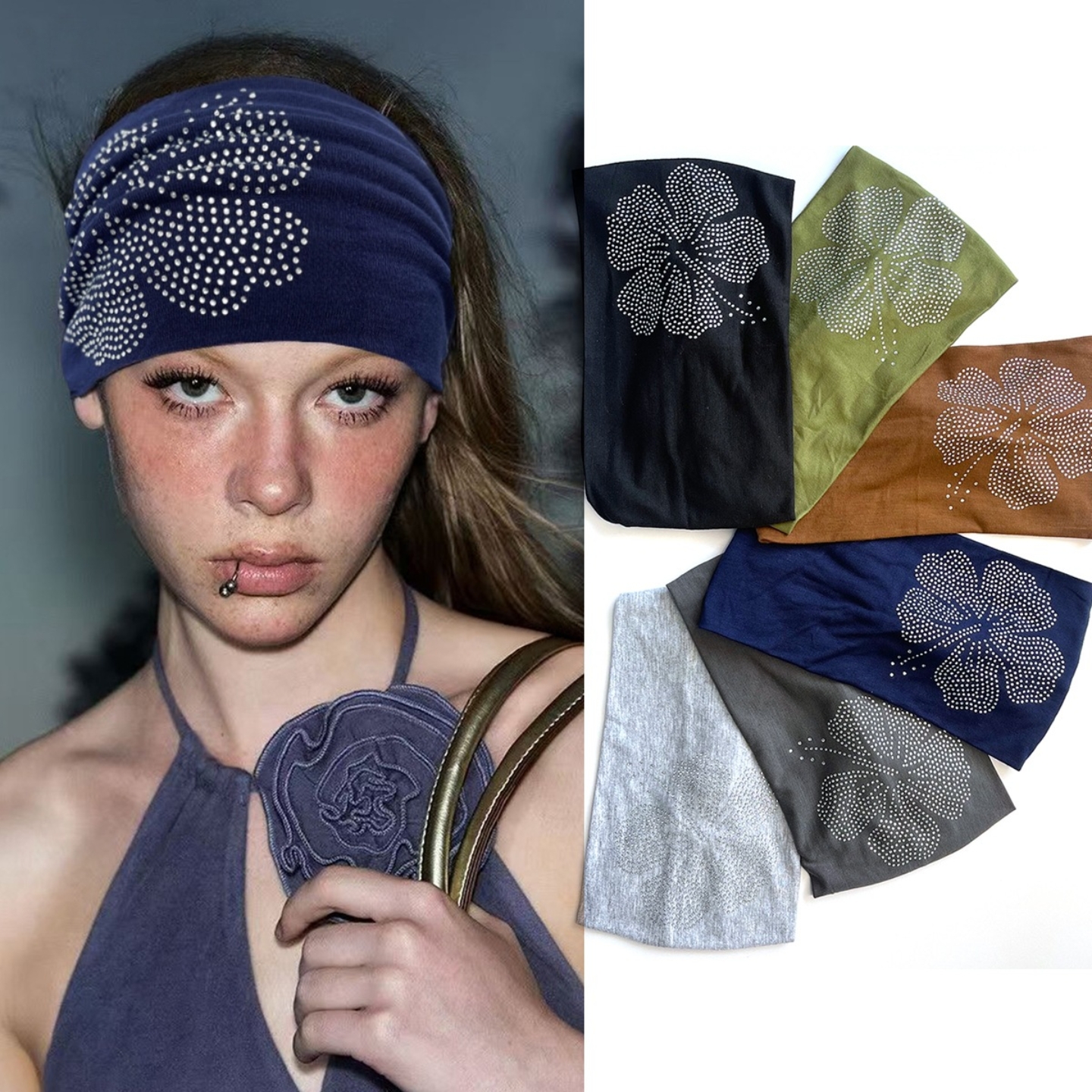 小众美式原宿扶桑花烫钻个性时髦