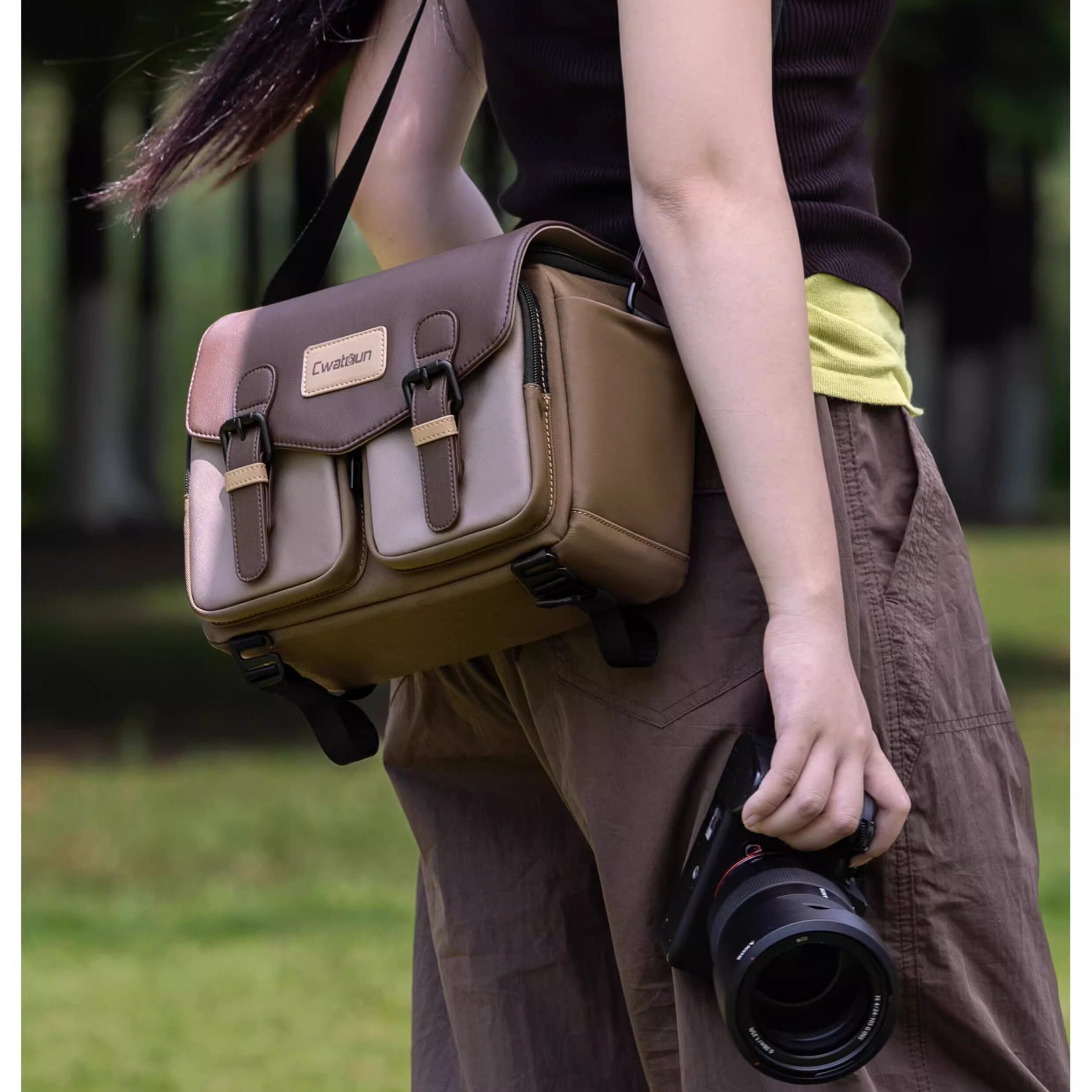 适用于佳能富士尼康索尼微单相机包a7m4M3 xt5 s5便携斜跨单肩包