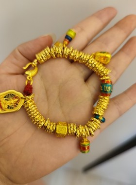 暖暖沙金饰品小店 精工高保色原创盘缠手链拍下备注身高体重