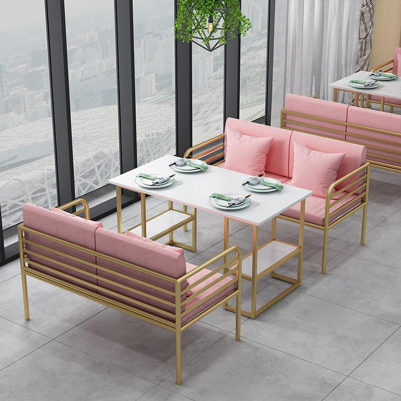 服装店布艺双人沙发 餐厅咖啡厅卡座沙发办公室会议洽谈桌椅组合