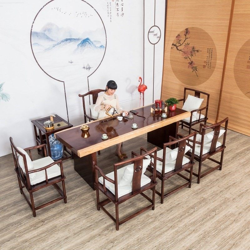 实木书桌电脑桌大板喝茶桌椅组合禅意功夫茶台接待泡茶桌会客桌,住宅家具,书桌,淘宝优惠券,粉丝福利购,淘宝优惠卷