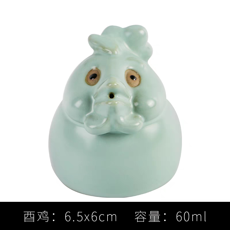 元本道汝窑开片茶宠杯子 12生肖鸡单杯 陶瓷主人杯  高端品茗茶杯