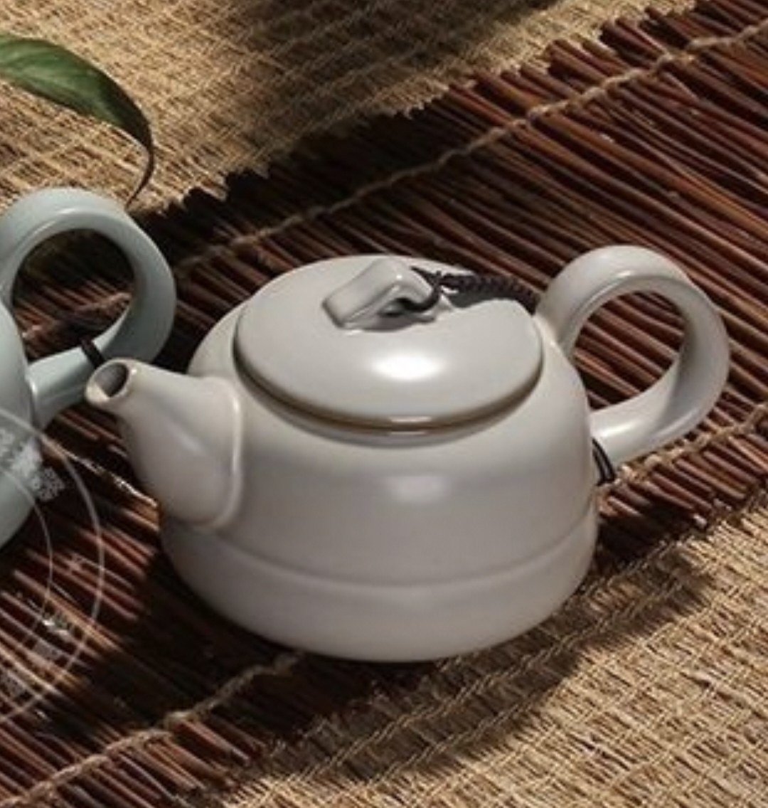 元本道汝窑茶壶鸿运壶200ml 高端汝瓷开片陶瓷功夫茶具茶壶月白色