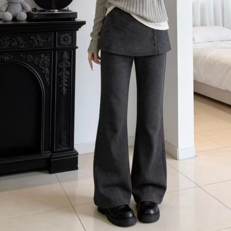可拆卸屁帘加绒休闲裤女2025秋冬新款垂感灰色阔腿裤 遮肉显瘦,女装/女士精品,休闲裤,淘宝优惠券,粉丝福利购,淘宝优惠卷