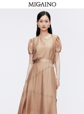 Migaino曼娅奴女装2024夏季新款小众设计感不规则上衣MO22AA117