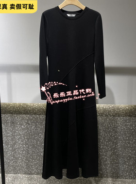 曼娅奴商场专柜2024冬装新款修身连衣裙中长款长袖MO42DC027