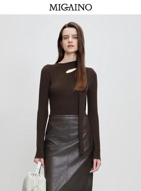 曼娅奴女装秋冬新款设计感简约百搭系带针织衫MP42KW226