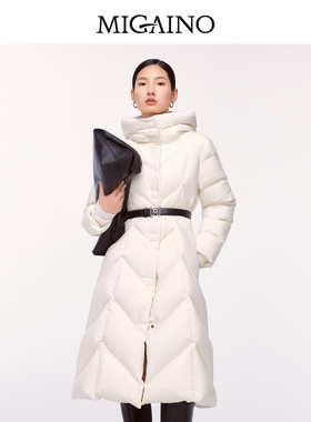 Migaino曼娅奴女装2024年冬季新款收腰气质中长款羽绒服MO42IC028