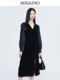 法式 Migaino曼娅奴气质连衣裙女2023春季 新款 开叉小黑裙MN12DC085