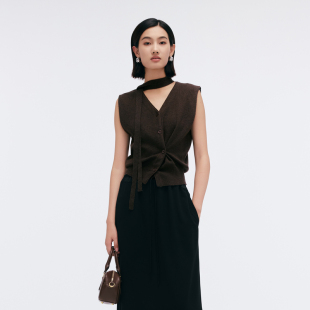 商场同款 针织衫 Migaino曼娅奴女装 V领无袖 MP12JK259 2025新款