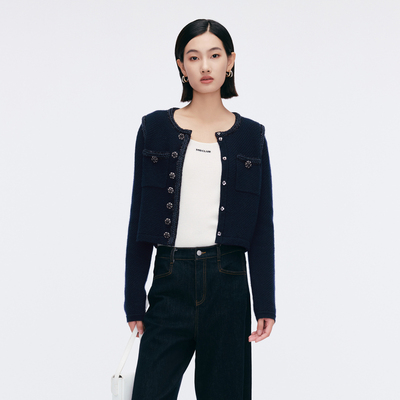 Migaino曼娅奴女装2025年早春新款软糯加厚休闲针织外套MP12JK249