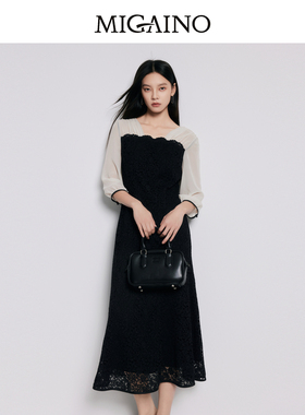 【商场同款】Migaino曼娅奴女装设计感蕾丝拼接连衣裙MP22DB068