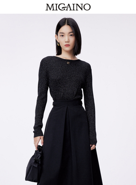 Migaino曼娅奴毛针织衫女2024早春新款时尚百搭亮丝毛衣MO12WH205